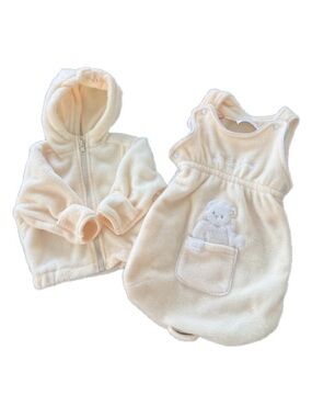 90s W.T. Quality Outerwear Teddy Bear Fleece Jacket + Sleep Sack Set Vintage